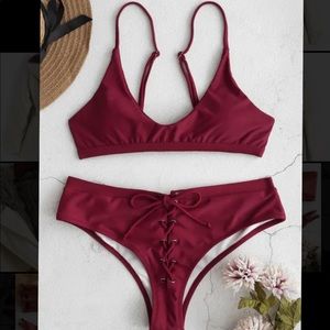 NWT ZAFUL Red Bikini Large